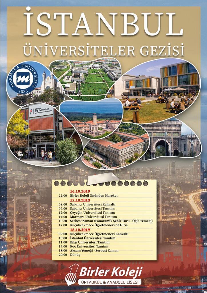 17-18 Ekim Tarihlerinde İstanbul Üniversiteler Gezisi Yapıyoruz.